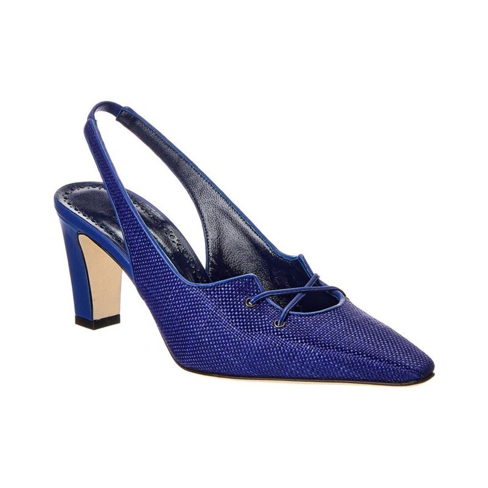 Manolo Blahnik Montbalo 70 Raffia Slingback Pump, Blue